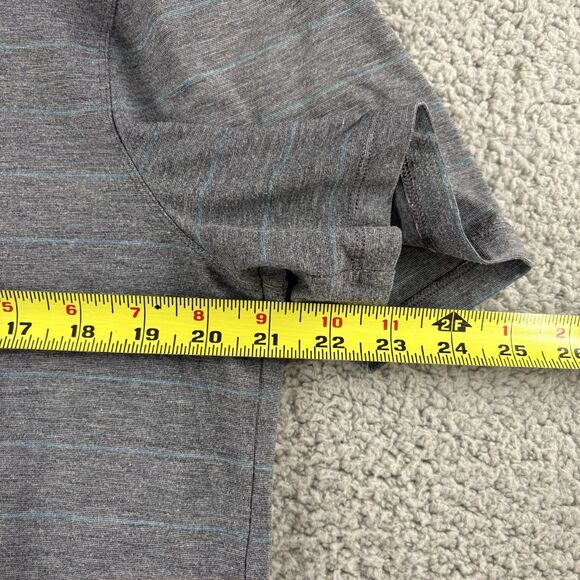 Lululemon Mens Large L Grey Blue Polo Evolution Performance Short Sleeve Striped - Picture 4 of 7
